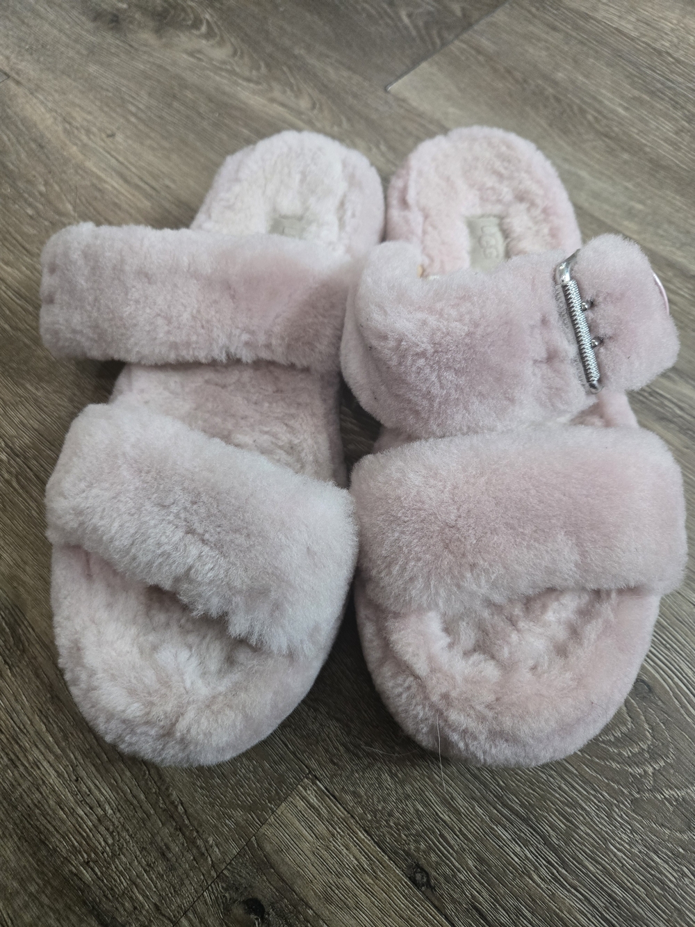 UGG Women's Pink Shearling Slip-On Slippers